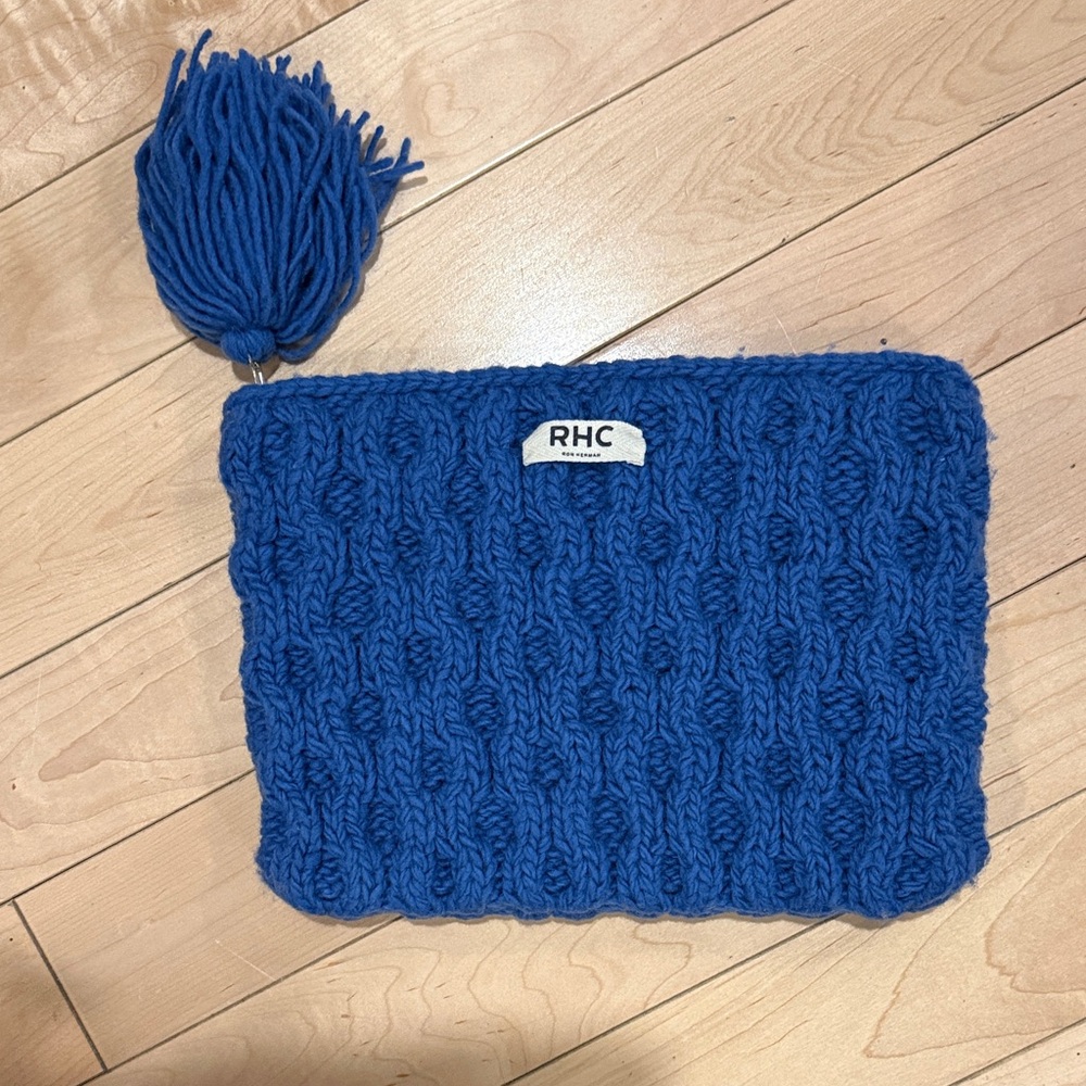 RHC ron Herman Blue Knit Clutch with Tassel